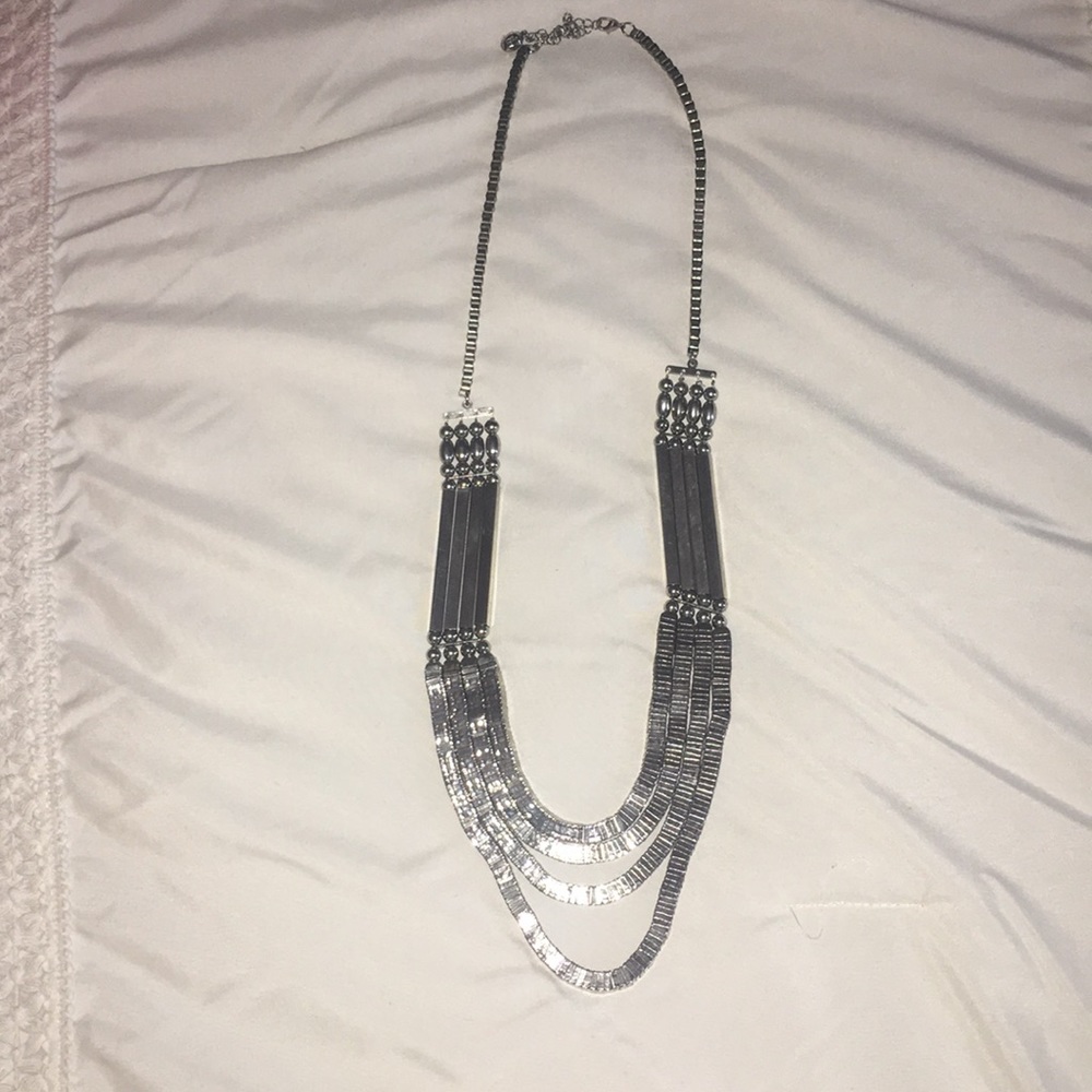 Silver long chunky necklace